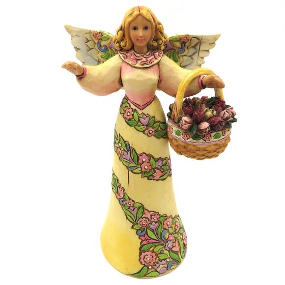 Jim Shore Heartwood Creek Angel with Basket of Flowers 4007548 Mini 5" Figurine - Picture 1 of 11
